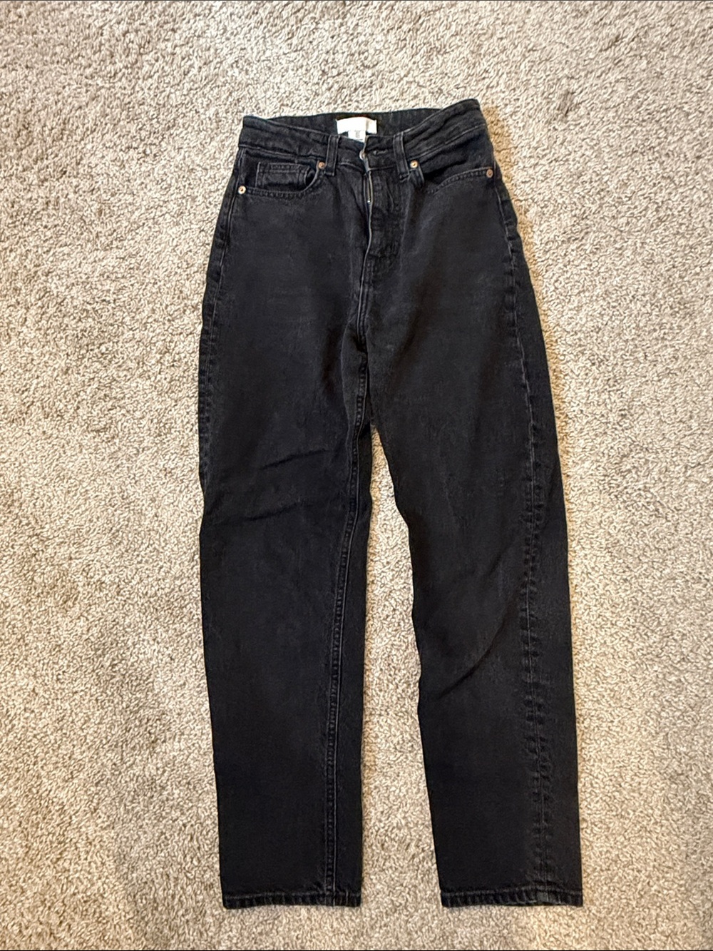 H&M Black High-Rise Tapered Jeans